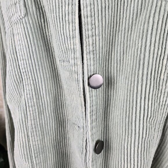 POL Size Large Light Green Corduroy Shacket Button Front Distressed Front Hem - Picture 4 of 15